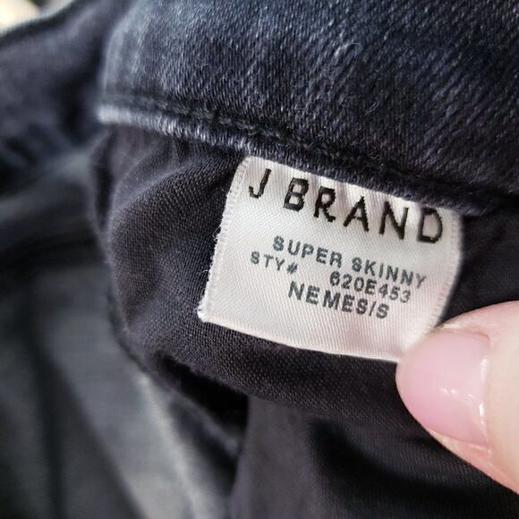 J Brand Super Skinny Nemesis Jeans Size 26 Distressed Light Black Womens Stretch - Picture 7 of 9